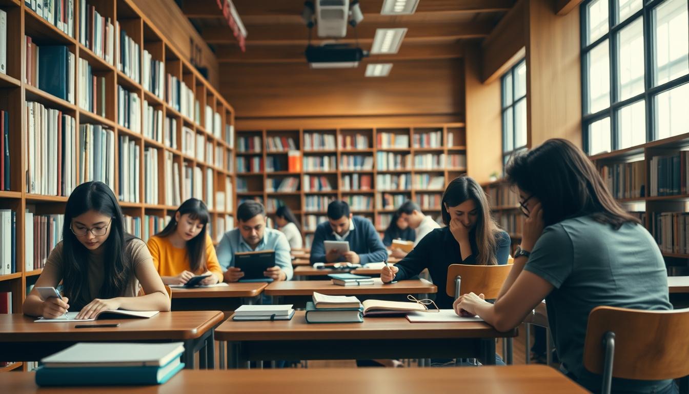 Students collaborating in a modern classroom